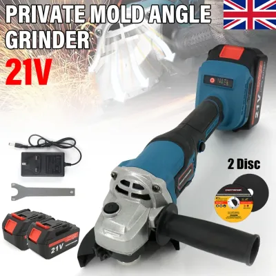 21v 125mm Cordless Angle Grinder Brushless With 2 Battery & Charger...