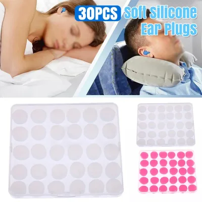 30pcs Soft Silicone Ear Plugs Comfortable Adjustable Sleep Anti Snore Moldable image 1