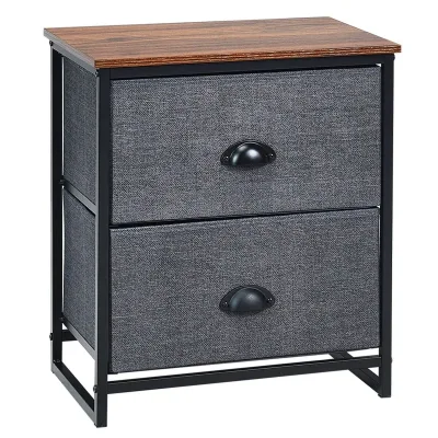 Goflame 2-tier Chest of Drawers, Home 2 Drawers Nightstand, Metal F...