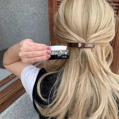 Gold Label Glossy Acetic Acid Wide Side Hair Clip Elegant Women