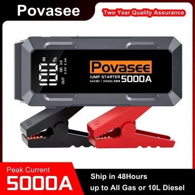 Povasee 5000A Jump Starter Power Bank 12V LCD Display USB