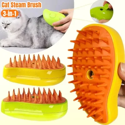 3-in-1 Cat Steam Brush Pet Hair Removal Comb Electric Spray Massage