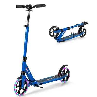 DORTALA Folding Kick Scooter with Light-Up LED Wheels Adjustable T-Bar
