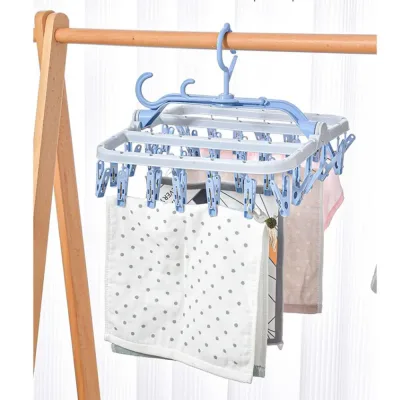 Folding Clothes Dryer Hanger 32-Clips Socks Underwear Rack Drying D...