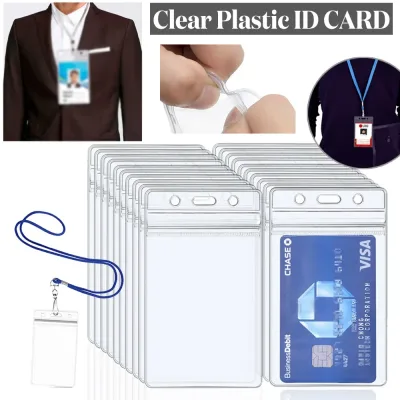 10-20Pack Waterproof Plastic Badge Holders Name Tag Clear Badge ID Card Holders
