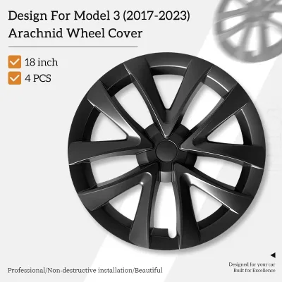 Tesla Model 3 18-Inch Arachnid Style Hub Cap Wheel Cover Full Rim