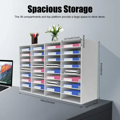 36 Slots Wooden Literature Organizer File Sorter Stackable Mail Craft Paper File Holder Mailbox Organization Shelves