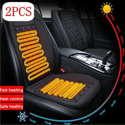 2PCS Winter Car Heated Seats 12V Driver Seat Cover Electric Heated Car Seat Heating Cushion Covers Heating Pads Set Cush