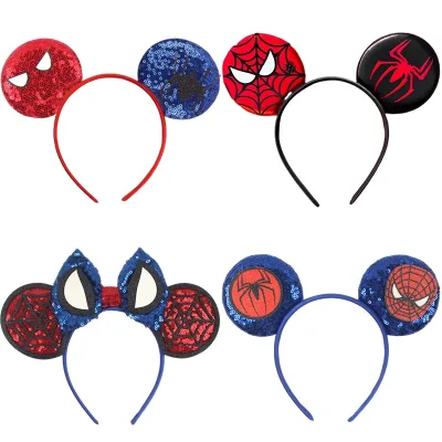 Marvel Spider-Man Mask Head Bands Kids Mickey Mouse Ears Hairbands for Girls Spider-Man Hair Accessories Women Avengers 