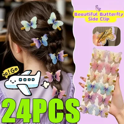 Colourful Butterfly Hair Clips Barrettes Rainbow Set