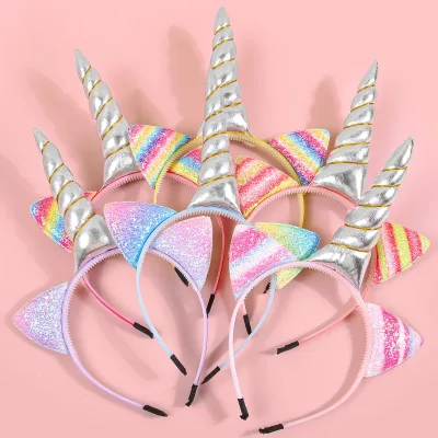 Glitter Cat Ears Unicorn Headband Birthday Party Kids Favour