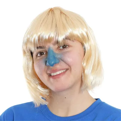 Blue Golden Ticket Winner Set - Blonde Bob Wig and Blue Face Paint ...