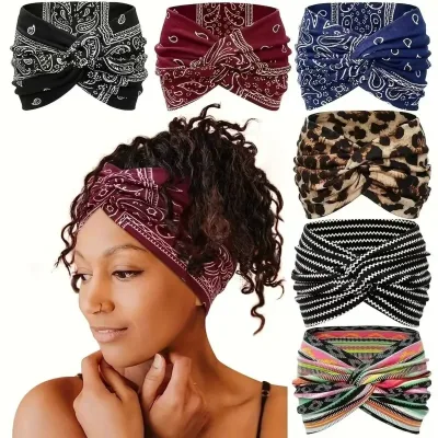 Ultra-Wide Elastic Knot Cross Yoga Headband Women Fitness