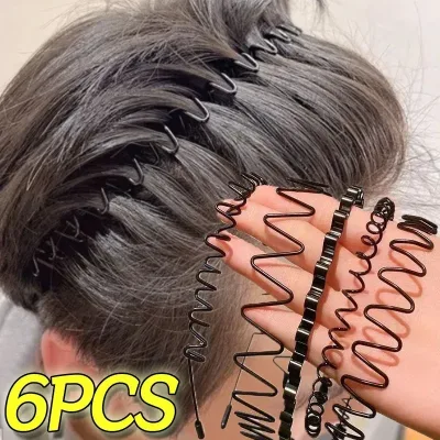 Metal Headband with Teeth Comb 6-Pack Non-Slip Sport Elastic Unisex