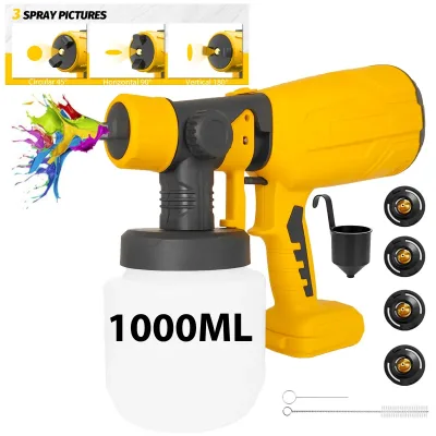 Cordless Paint Sprayer Compatible with DeWalt 20V Battery,1000Ml,3 Nozzles & 3-in-1 Spray Pattern for House Painting Too