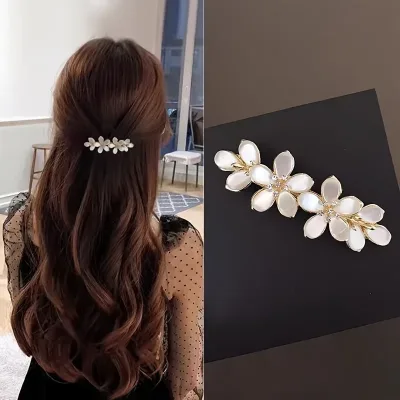 Rhinestone Floral French Clip Spring Hair Claw Bridal Barrette