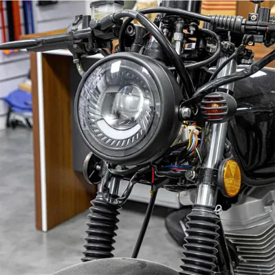 Motorcycle 6.5 Inch Headlight Retro Round High Low Beam Headlamp Da...