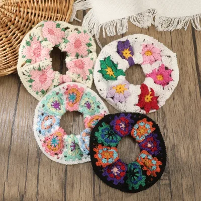 Knitting Crochet Hair Ropes Scrunchies Ladies Spring Elastic Hair Tie Gum Flower Frbic Headwear Rubber Bands Hair Access