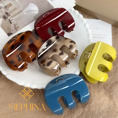 MEPHINA Korean M-Shaped Hair Claw Clips Glossy Unique Style