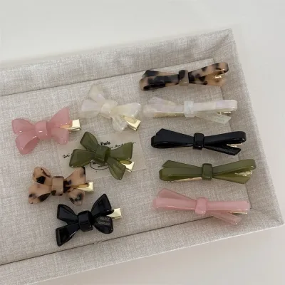 Korean Bow Acetate Duckbill Clip Elegant Hair Clamp Women Girls