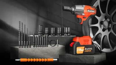 21V 500W Brushless Impact Wrench with Drill Bits Sockets Gloves
