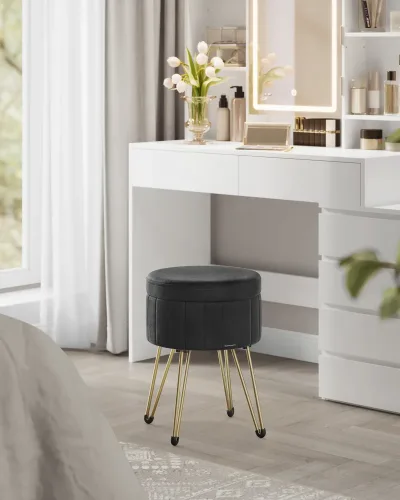 Songmics Storage Ottoman, Velvet Dressing Table Stool, 39 X 44.4 Cm...