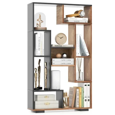 Goflame 120cm Tall Bookshelf Modern Geometric Bookcase Book Storage...
