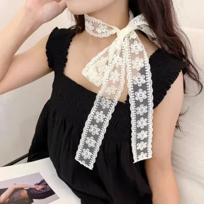 2025 New Spring Narrow Long Skinny Scarf For Women Y2K Decorative Scarf Fashion Solid Color Neckerchief Korean Floral Ha