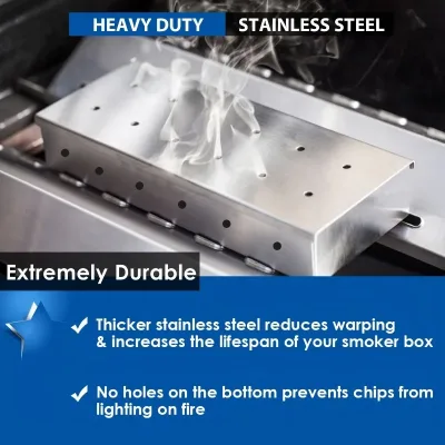 Stainless Steel Smoker Box for Gas BBQ, Wood Chip Smoker, Meat Smoker, Outdoor Cooking Tool, No Power Required bbq acces image 1