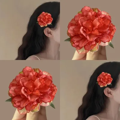 Antique Peony Flower Hairpin Retro Bangs Side Photo Headgear