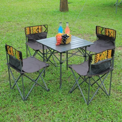 Breeins 7-in-1 Folding Camping Table and Chairs Set Aluminium Alloy