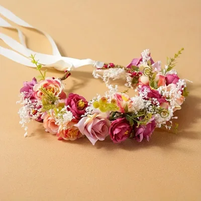 1pc Bridal Wreath Hot Selling Headwear Elegant Korean Dry Flower Hair Accessories Beach Vacation Photography Accessories