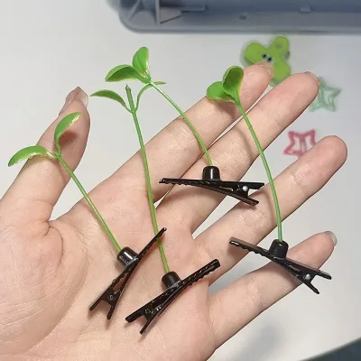 Korean Green Sprout Grass Plant Hair Clip Cute Women Girls