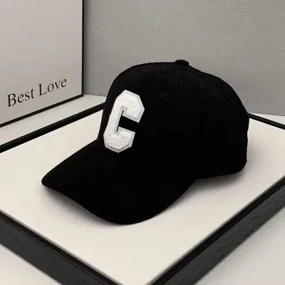 Corduroy Letter C Trucker Fishing Baseball Cap Outdoor Sunblock