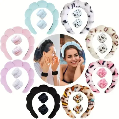 Sponge Headbands for Women Girls Puffy Hair Band Makeup Bubble Terry Cloth Co Spa Retro Hairband Women Hair Accessories 