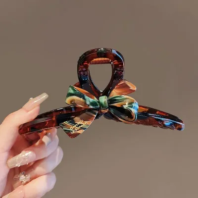 1/2pcs Enamel oil painting bow shark clip temperament high-end back of the head disc hair hair clip acrylic clip clip
