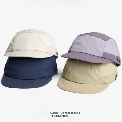 Japanese Color Matching Short Brim Baseball Caps Can wear glasses Men Women Summer Lightweight Sun Hat Sports 5Panel Run
