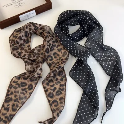 K-Style  Animal Print Polka Dot Scarf Belt Boho Hair Band TikTok Viral Spring Summer Satin Accessories Luxe Versatile Sc
