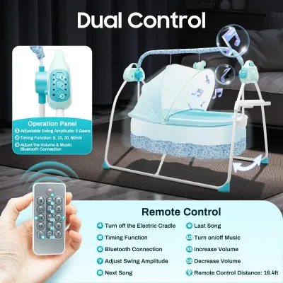 Cradle Swing Sleeping Bed Auto Rocking Chair Bed Swing 5 Speed Stand Baskets Musical Sleeping Basket 0-18 Months