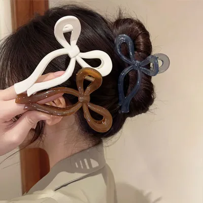 Elegant Bow Hair Claw Crab Hair Accessories for Women Solid Acrylic Bowknot Hair Clips Hairpins Girls Barrettes Gifts