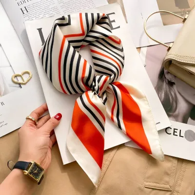 Luxury Silk Shawl Square Scarf Women Summer Hijab Wraps Neckerchief Female Hair Bands Ribbon Headband Bandana Foulards F