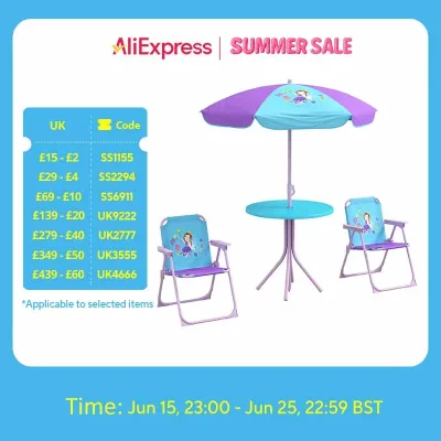 Outsunny Kids Bistro Table and Chair Set w/ Fairy Theme, Adjustable Parasol