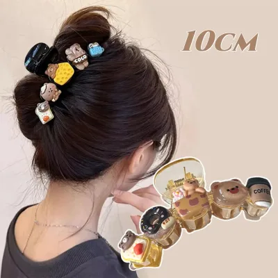 10/11cm Large Hair Claw For Women Lovely Cartoon Bear Cat Element Shark Hair Gripper Summer Outdoor Plastic Geometric Ha
