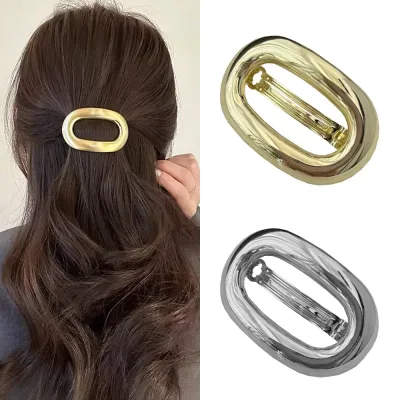 Hollow Oval Spring Hair Clip Vintage Geometric Ponytail Barrette