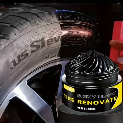 Black Shiny Tire wax 30g - durable, long-lasting protection and repair for all kinds of tires - prevents cracks and whit image 1