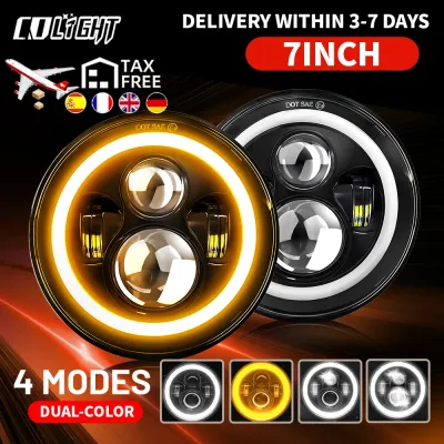 Co LIGHT 7 Inch LED Headlight 180W Hi-Low Beam With Halo Angel Eyes...