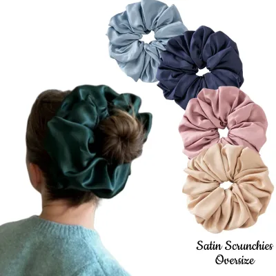 Large Satin Scrunchies Oversized Jumbo Scrunchy Sleeping Giant Muslim Elastic Volumizing Neat stitching Hair Tie Scrunch