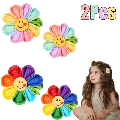 Sunflower Smile Hair Clips Sweet Cute Baby Girls Hairpins 2-Pack