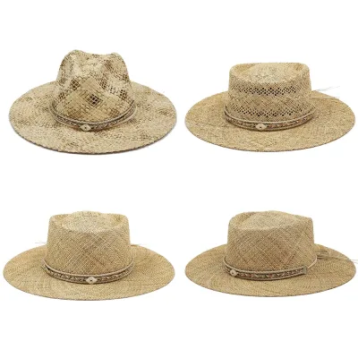 Soft Raffia Straw Wide Brim Sun Hat Women UPF Beach Vacation