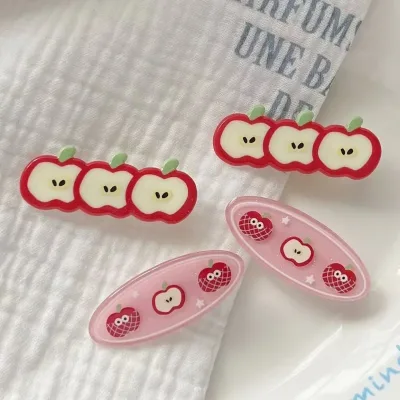 2pcs Apple Bangs Duckbill Hair Clips Cute Fruit Oval Side Accessories for Japanese Korean Girls Hair Fragments